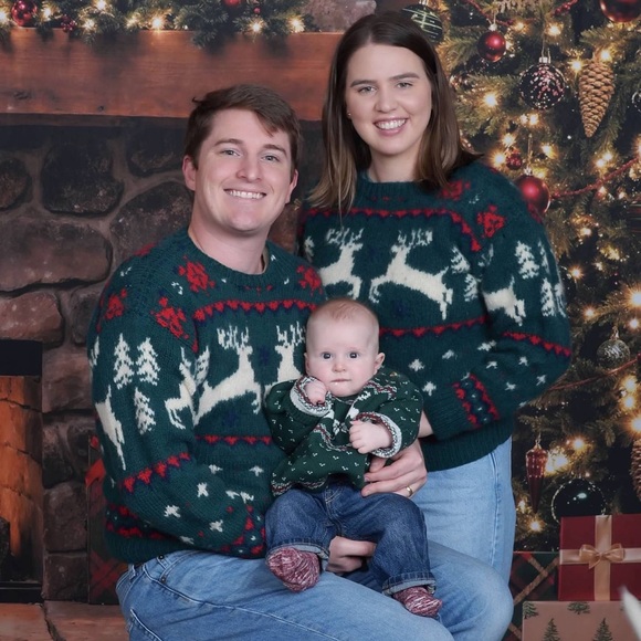 Eddie Bauer Teal and White Reindeer Sweater - Picture 5 of 5